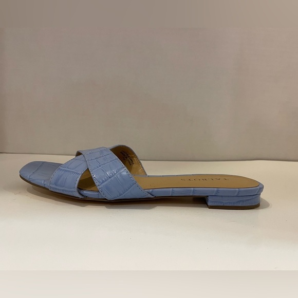 Talbots Light Blue Leather Slide-on Flip Flops Sandals Size 7 M - Picture 4 of 11